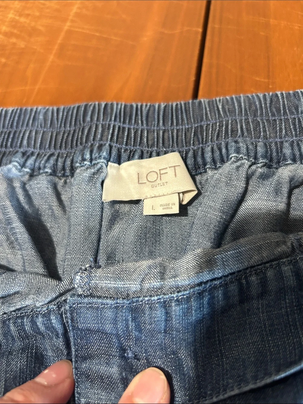 LOFT Blue Denim Button-Front Skirt